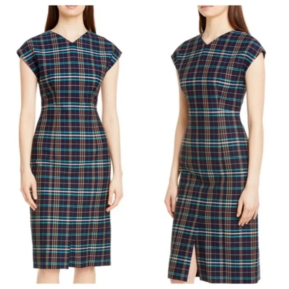 Hugo Boss NWT Daela Plaid Sleeveless Dress Sz 4 - Picture 1 of 11